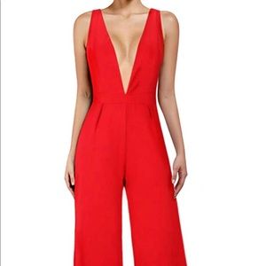 Deep V Neck Backless Pantsuit